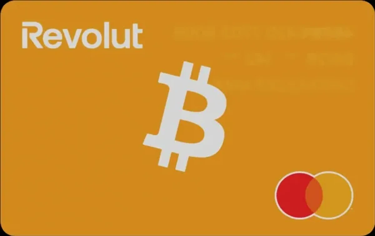 Orange Revolut virtual crypto Mastercard shown in the Revolut app