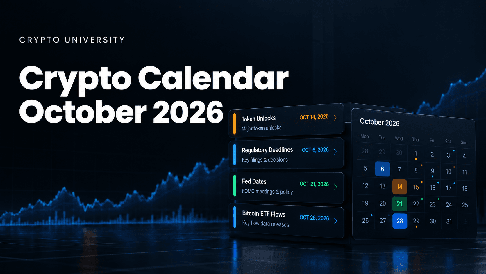 Crypto Calendar October 2026: Token Unlocks, Regulatory, Fed Dates, and Bitcoin ETF Flows