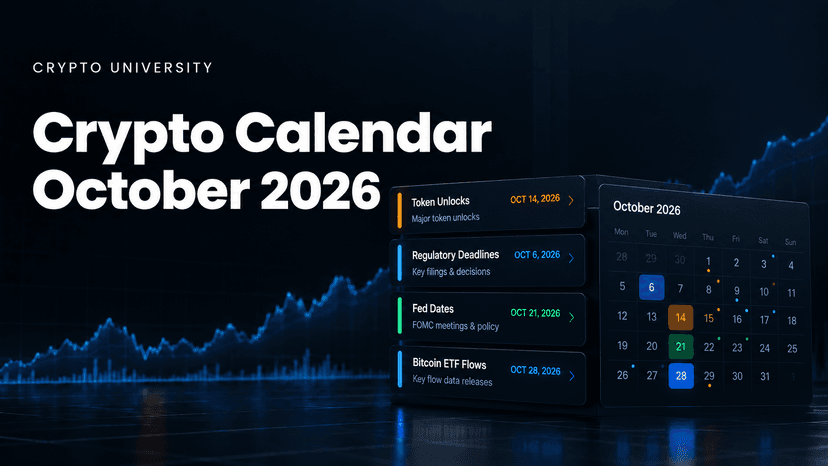 Crypto Calendar October 2026: Token Unlocks, Regulatory, Fed Dates, and Bitcoin ETF Flows